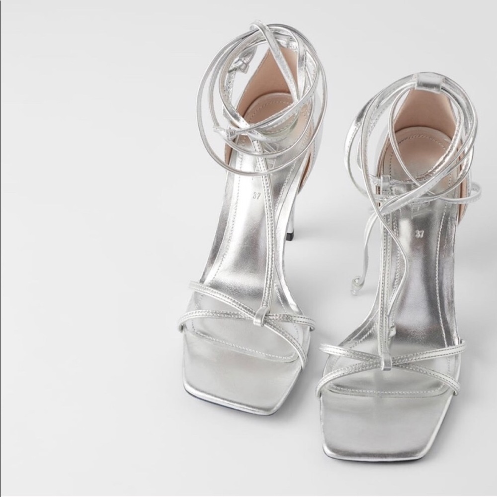 ZARA SILVER STRAPPY HEEL